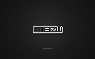 Meizu logo en cuir, de cuir noir, la texture, l&#39;embl&#232;me, le Meizu, art cr&#233;atif, fond noir, Meizu logo
