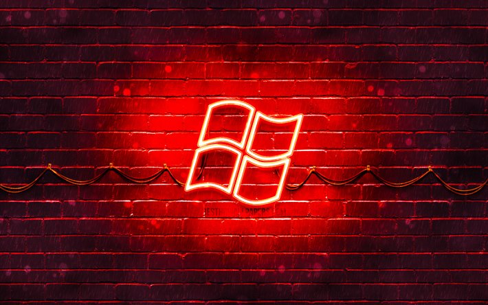 Download Wallpapers Windows Red Logo 4k Red Brickwall Windows Logo