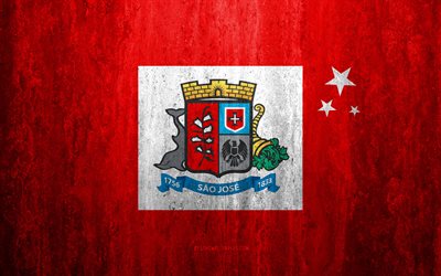 Bandiera di San Jose, 4k, pietra, sfondo, citt&#224; Brasiliana, grunge, bandiera, Sao Jose, Brasile, Sao Jose bandiera, arte, texture, le bandiere delle citt&#224; brasiliane