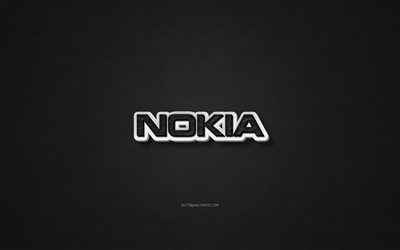 Nokia logo en cuir, de cuir noir, la texture, l&#39;embl&#232;me, Nokia, art cr&#233;atif, fond noir, logo Nokia