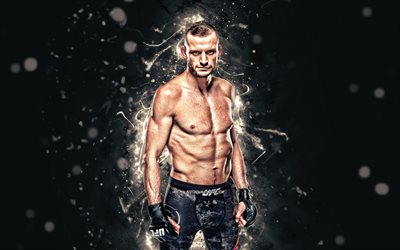 Davey Subvenci&#243;n, 4k, blanco luces de ne&#243;n, los cazas ingleses, MMA, UFC, artes marciales Mixtas, Davey Subvenci&#243;n 4K, luchadores de la UFC, MMA fighters