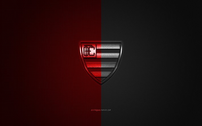 Oeste FC, Brasilialainen jalkapalloseura, Serie B, musta punainen logo, musta punainen hiilikuitu tausta, jalkapallo, Itapolis, Brasilia, Oeste FC-logo