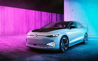 Volkswagen Uzay iksa uygulama &#231;alışmaları vizzion, 4k, elektrikli arabalar, 2019, arabalar, Alman otomobil, Volkswagen kimliğidir