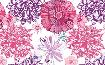 violet floralen muster hintergrund mit blumen, floralen texturen, abstrakte, florale muster, blumen-muster, lila floral background
