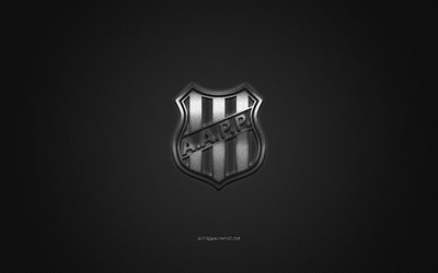 Ponte Preta, Brazilian football club, Serie B, silver logo, gray carbon fiber background, football, Campinas, Brazil, Ponte Preta logo