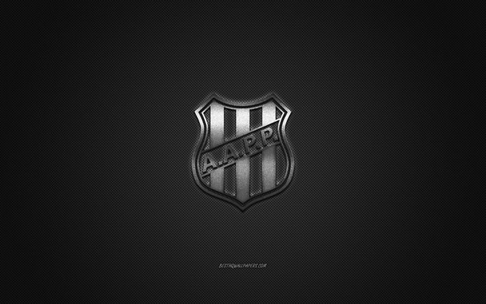 Ponte Preta, Brazilian football club, Serie B, silver logo, gray carbon fiber background, football, Campinas, Brazil, Ponte Preta logo