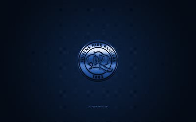 Queens Park Rangers FC, English football club, EFL Championship, blue logo, blue carbon fiber background, football, QPR FC logo, Hammersmith, Queens Park Rangers FC logo