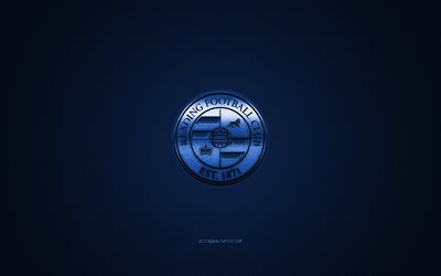 Reading FC, English football club, EFL Championship, blue logo, blue carbon fiber background, football, Reading, England, Reading FC logo