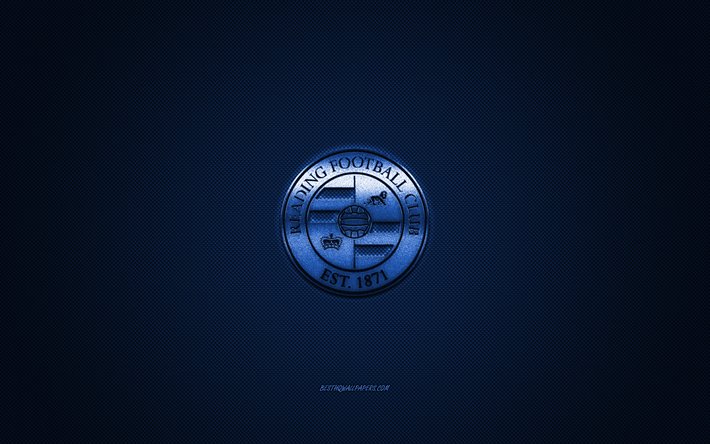 O Reading FC, Clube de futebol ingl&#234;s, EFL Campeonato, azul do logotipo, azul de fibra de carbono de fundo, futebol, Leitura, Inglaterra, O Reading FC logotipo