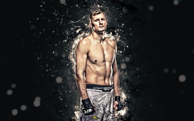 Alexander Volkov, 4k, white neon lights, russian fighters, MMA, UFC, Mixed martial arts, Alexander Volkov 4K, UFC fighters, MMA fighters