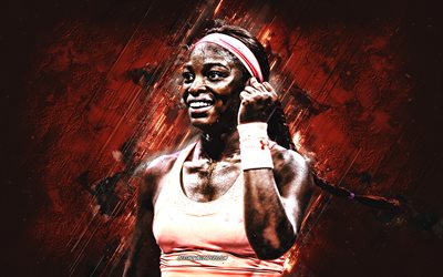 Sloane Stephens, american tennis player, portrait, WTA, red stone background, tennis