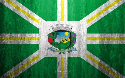 Flaggan i Valinhos, 4k, sten bakgrund, Brasiliansk stad, grunge flagga, Valinhos, Brasilien, Valinhos flagga, grunge konst, sten struktur, flaggor av brasilianska st&#228;der