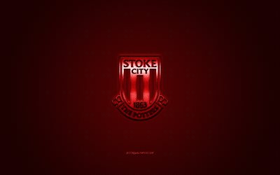 Stoke City FC, English football club, EFL Championship, red logo, red carbon fiber background, football, Stoke-on-Trent, England, Stoke City FC logo