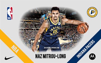 Naz Mitrou-Long, Indiana Pacers, Canadian Basketball Player, NBA, portrait, USA, basketball, Bankers Life Fieldhouse, Indiana Pacers logo