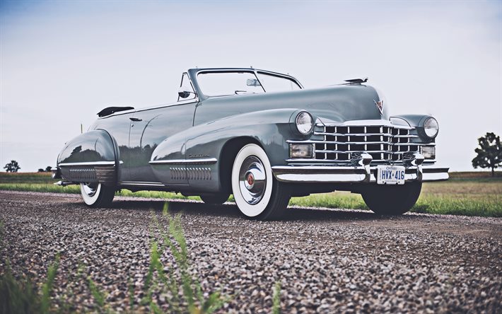 4k, Cadillac Sixty-Two Convertible, voitures r&#233;tro, 1947 voitures, voitures am&#233;ricaines, Cadillac