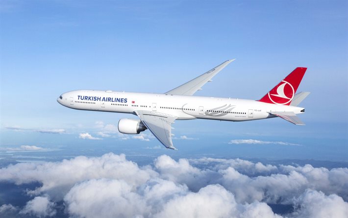 boeing 777, turkish airlines, passagierflugzeug, boeing 777-300er, reise in die t&#252;rkei, flugzeug am himmel, boeing