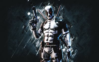 Fortnite X-Force Skin, Fortnite, main characters, gray stone background, X-Force, Fortnite skins, X-Force Skin, X-Force Fortnite, Deadpool X-Force, Fortnite characters