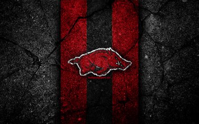 Arkansas Razorbacks, 4k, american football team, NCAA, red black stone, USA, asphalt texture, american football, Arkansas Razorbacks logo
