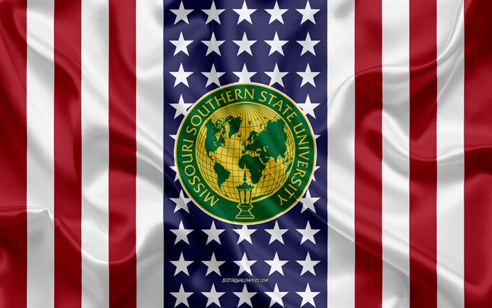 Missouri Southern State University Emblem, amerikanska flaggan, Missouri Southern State University logotyp, Joplin, Missouri, USA, Missouri Southern State University