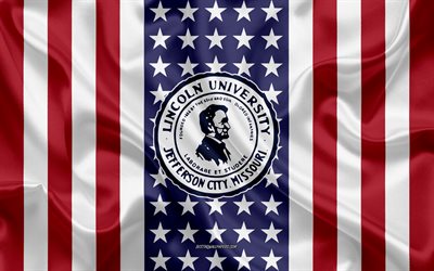 emblem der lincoln university of missouri, amerikanische flagge, logo der lincoln university of missouri, missouri, usa, lincoln university of missouri