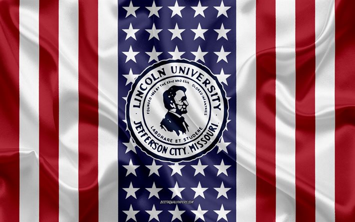 Embl&#232;me de l&#39;Universit&#233; Lincoln du Missouri, drapeau am&#233;ricain, logo de l&#39;Universit&#233; Lincoln du Missouri, Missouri, &#201;tats-Unis, Universit&#233; Lincoln du Missouri