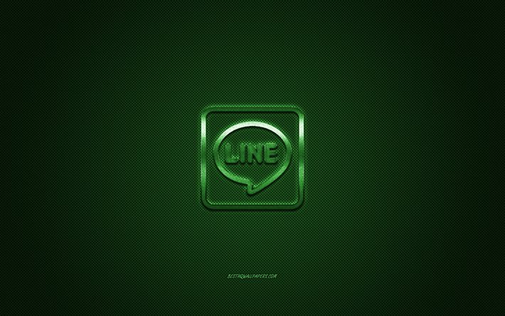 ダウンロード画像 Line ソーシャルメディア ライングリーンのロゴ 緑の炭素繊維の背景 ラインロゴ ラインエンブレム フリー のピクチャを無料デスクトップの壁紙
