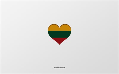 أنا أحب ليتوانيا, البلدان الأوروبية, ليتوانيا, خلفية رمادية, علم ليتوانيا على شكل قلب, البلد المفضل, أحب ليتوانيا