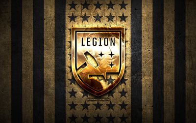 Birmingham legion lippu, USL, ruskea black metal tausta, amerikkalainen jalkapalloseura, Birmingham Legion logo, USA, jalkapallo, Birmingham Legion FC, kultainen logo