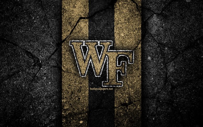 Wake Forest Demon Deacons, 4k, amerikkalaisen jalkapallon joukkue, NCAA, ruskea musta kivi, USA, asfalttirakenne, amerikkalainen jalkapallo, Wake Forest Demon Deacons -logo