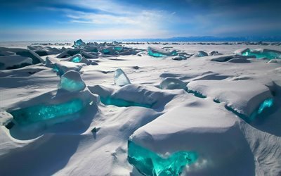 北極, 氷のブロック, 氷, 雪, 冬