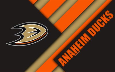Anaheim Ducks, 4k, in bianco e nero di astrazione, le linee, il design dei materiali, logo, NHL, American hockey club, Anaheim, California, USA, National Hockey League
