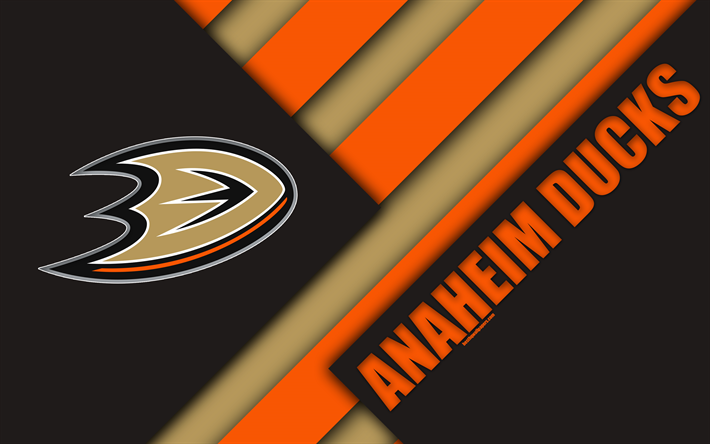 Anaheim Ducks, 4k, siyah ve beyaz soyutlama, satırları, malzeme tasarımı, logo, NHL, Amerikan hokey kul&#252;b&#252;, Anaheim, Kaliforniya, ABD Ulusal Hokey Ligi