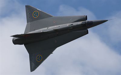 يمكن أن 35 Draken, 4k, السويدية المقاتلة الأسرع من الصوت, طائرة عسكرية, السويدية الجو, يمكنك