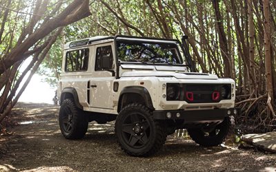 Land Rover Defender, 2017, blanc SUV, tuning, voitures Britanniques, Kahn Design