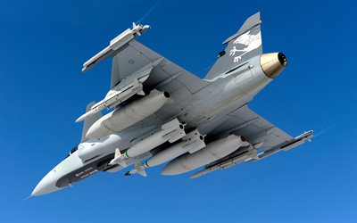 Pode JAS 39 Gripen, Sueco aeronaves militares, lutador, 4k, For&#231;a A&#233;rea Sueca, moderna avia&#231;&#227;o militar