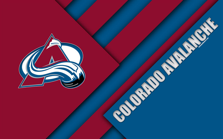Colorado Avalanche, Denver, Colorado, 4k, material design, logo, NHL, violet blue abstraction, lines, American hockey club, USA, National Hockey League