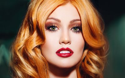 katherine mcnamara, gesicht, portrait, make-up, us-amerikanische schauspielerin, usa, beautiful red-haired woman