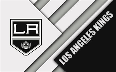 Los Angeles Kings, 4k, design de material, logo, NHL, preto-e-branco de abstra&#231;&#227;o, linhas, Americana de h&#243;quei clube, Los Angeles, Calif&#243;rnia, EUA, Liga Nacional De H&#243;quei