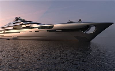 superyacht, 4k, yate de lujo, mar, Ken Freivokh Dise&#241;o