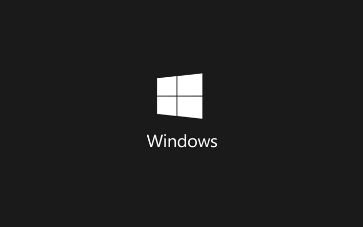 Windows10, 最小限の, グレー背景, 美術, 創造, Microsoft