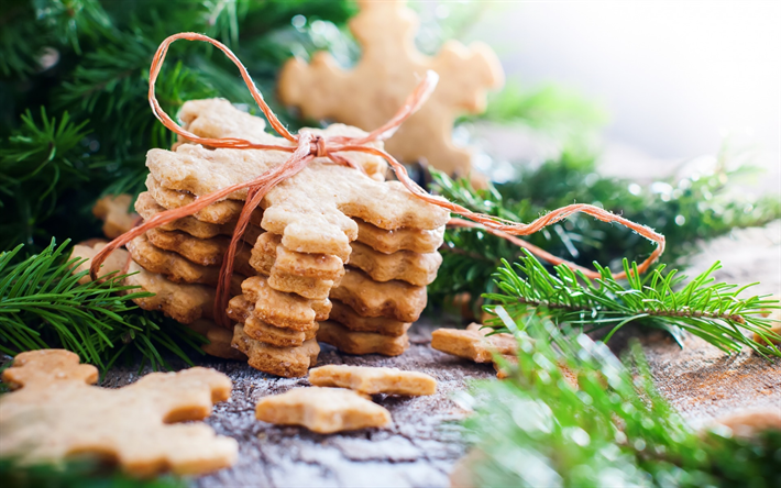 christmas cookies, 2018, neues jahr, weihnachten, b&#228;ume, dekorationen, geb&#228;ck