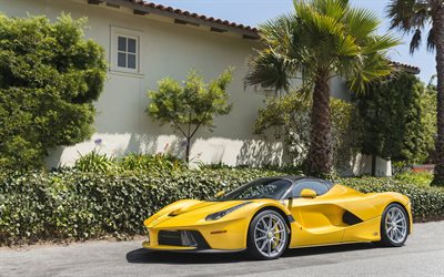 Ferrari LaFerrari, 2017, keltainen superauto, keltainen ferrari LaFerrari, urheiluauto, urheilu coupe, Ferrari