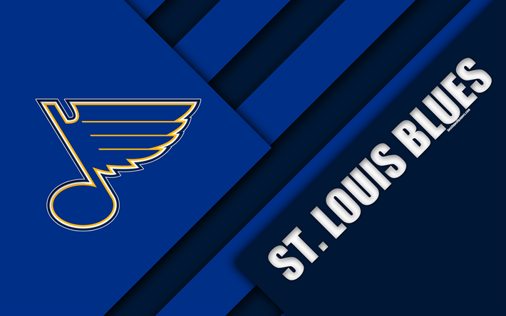 St Louis Blues, NHL, 4k, material design, logo, blue abstraction, lines, American hockey club, St Louis, Missouri, USA, National Hockey League