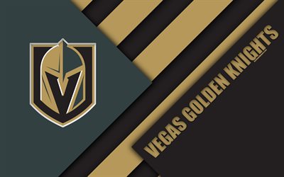 Vegas Altın Ş&#246;valyeler, NHL, 4k, malzeme tasarımı, logo, gri soyutlama, hatları, Amerikan hokey kul&#252;b&#252;, Las Vegas, Nevada, ABD Ulusal Hokey Ligi