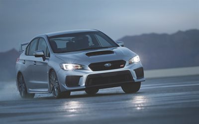 4k, Subaru WRX STI, raceway, 2018 cars, headlights, japanese cars, new WRX STI, Subaru