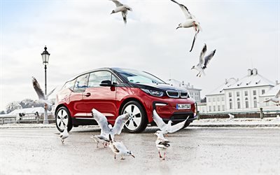 BMW i3, 2018, electric car, new red black i3, hatchback, German cars, BMW
