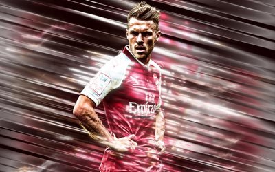 Aaron Ramsey, Welsh footballer, midfielder, Arsenal FC, London, Premier League, red creative background, football