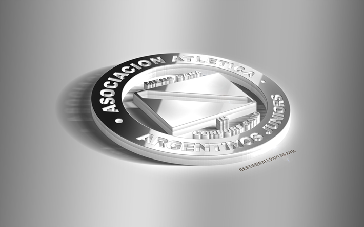 Argentinos Juniors, 3D steel logo, Argentinean football club, 3D emblem, Buenos Aires, Argentina, Superleague, Argentinos Jrs metal emblem, Argentine Primera Division, football, creative 3d art