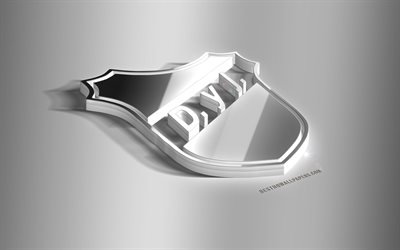 Defensa y Justicia, 3D acciaio logo, Argentino football club, emblema 3D, Florencio Varela, Argentina, Superleague, metallo emblema, Argentina Primera Division, calcio, creativo, arte 3d