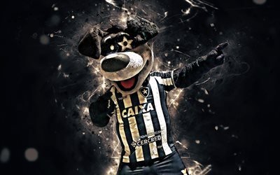 Biriba, la mascota, el perro negro, el Botafogo FC, el arte abstracto, el Brasile&#241;o Serie a de brasil, club de f&#250;tbol, Biriba mascota, creativo, mascota oficial, luces de ne&#243;n, el Botafogo mascota